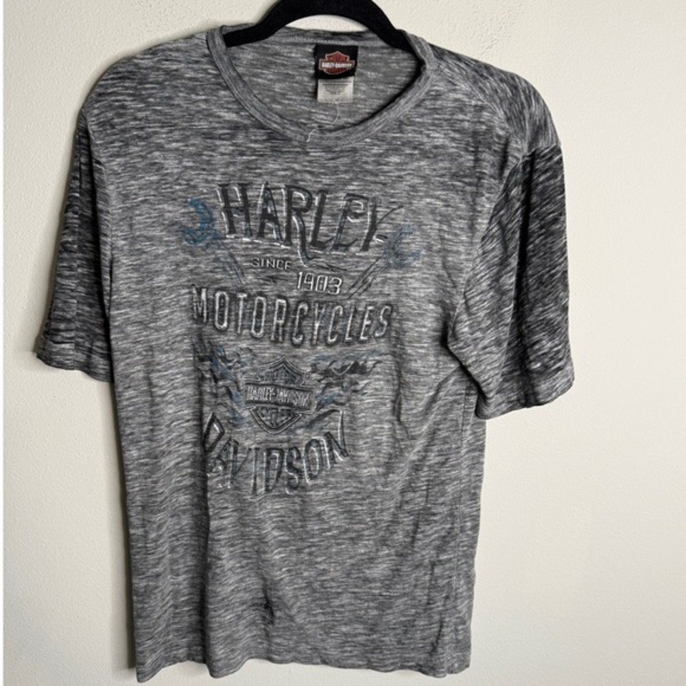 Harley Davidson Motorcycles Graphic T Shirt Women's Small Gray Blue Since 1903